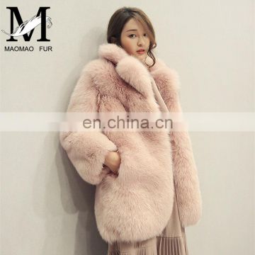 2017 New Latest Girls Fox Fur Coat With Trim / Ladies Short Coat Design