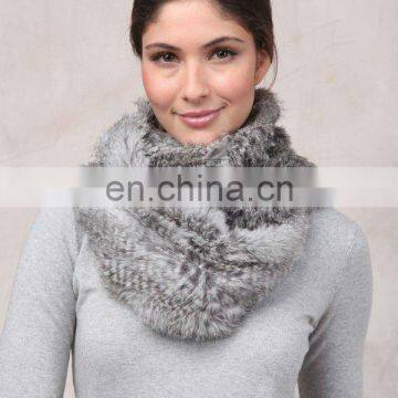 3148# Knit Genuine Rabbit Fur Scarf Infinity Fur Scarf, Women's