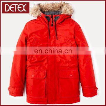 Online Shopping Imitation Fur Hooded Red Winter Man Parka Coat