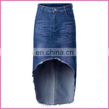 Fashion Jeans Skirt Front Short Back Long Design Unbending Cutting Sexy Girl Jeans Skirt