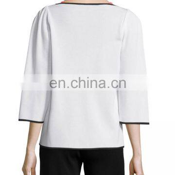 Bamboo-Print 3/4-Sleeve American Jacket Jacket Model for Women photo-2