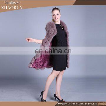 100% Fox Fur Coat Dyed Color Long Type Fox Fur Vest for Women photo-3