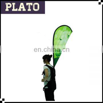 Fully green printing backpack banner,moving advertising teardrop backpack flag,portable walking backpack flag