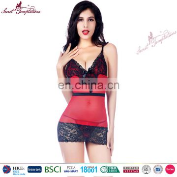 wholesale woman mature lingerie black lace trimming red sexy women hot fashion show lingerie