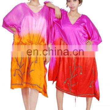 Satin Tie Dye Hand Beaded Kaftan