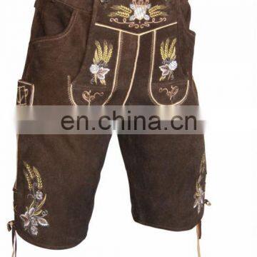 Oktoberfest Leather Pants, brown Suede-Leather German Shorts -Bavarian-Lederhosen