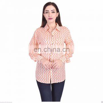 Pink Col Cotton Hand Block Print Women's Top Tunic Shirt Soft Cotton Dress Kurti