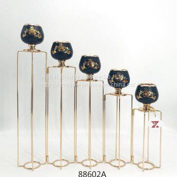 cheap black gold metal candelabra with printing