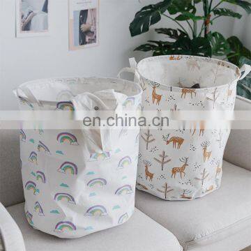 large canvas foldable laundry hamper basket children toys storage basket printed clothing laundry cart basket