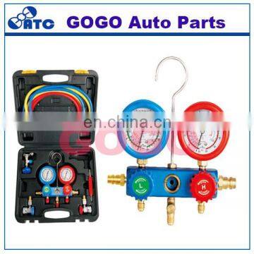 High quality Environmental Protection R134a manifold gauge set with oil gauge aluminum valve body