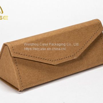 Custom Eco-Friendly Handmade Triangle Kraft Paper Sunglasses Case Folding Eyeglasses Case