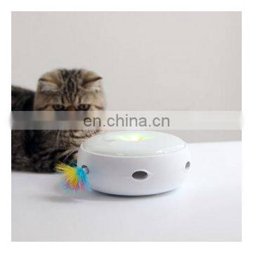 Hight-end automatic rotating cat teaser toy intelligent white donut shape toy with colorful feather