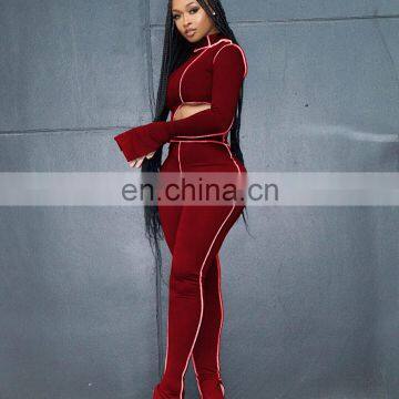 2020 Autumn Hot Sales Women Striped Fashion Two Piece Clothing Set Ladies Fitness Yoga Suit 2 Piece Set Women Clothing Set photo-4