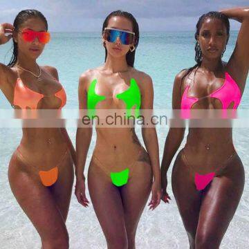 Sexy Brazilian Bikini Pentagram Shaped Transparent Stretch Band Micro Mini Thong Neon Green Swimsuit Bathing Suit Two Piece photo-2
