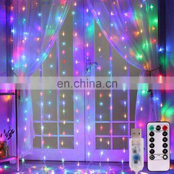 300 LED Icicle Curtain Light String 3M X 3M USB Power 8 Modes Wedding Party Home Garden Bedroom Outdoor Indoor photo-6