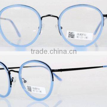 High quality end acetate optical frames with metal ring and metal bridge