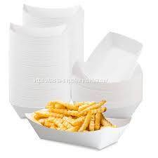 mini white paper food trays grease resistant for hot dog french fries food packaging