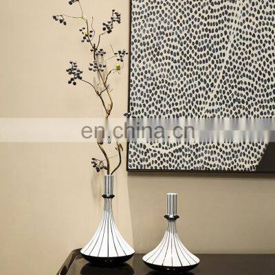 Nordic Porcelain Creative Ceramic Black White Vase For Home Decoration photo-5