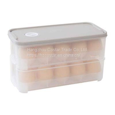 Plastic Egg Storage Container for Fridge Organization Storage Containers Transparent Box Egg Holder Bin with Lid Stackable Tray Holds 10/20 Eggs