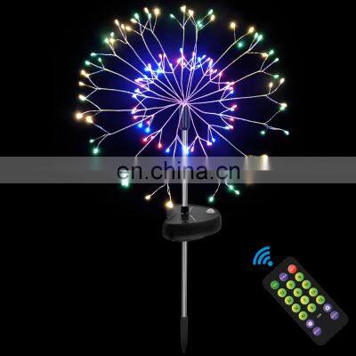 120 Led Outdoor Waterproof Solar Powered Garden Decorative Lights Starburst Dandelion Landscape Light Street Stake Lighting