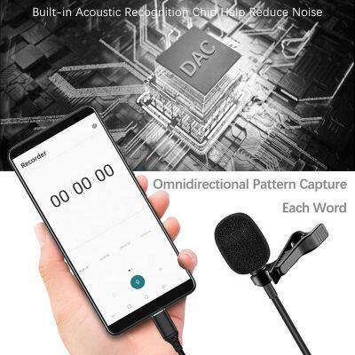 Professional Lavalier Lapel Microphone Omnidirectional Condenser Mic for IPhone Android Smartphone for Youtube Interview Video photo-5