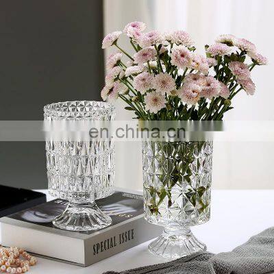 Wholesale Nordic Retro Creative High Foot Hydroponic Ornament Vase Flower Glass & Crystal Vases For Wedding Supplies photo-2