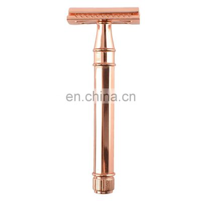 high quality metal double edge razor traditional design rose gold safety razor