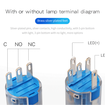 Ip67 16mm Flat Head 250v 1no1nc Push Button Switch Reset photo-4