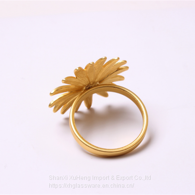 Manufacture Wholesale Wedding Gold Sunflower Napkin Ring For Table Decoration photo-3
