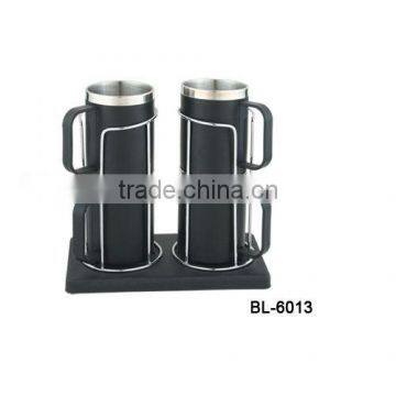 4pcs 220ml coffee cup set with stainless steel inner, plastic outer BL-6013