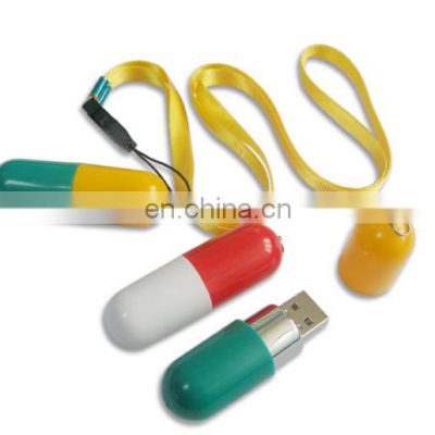 Pill Shape USB Memory Usb Stick 32gb Plastic USB Flash drive with Rope