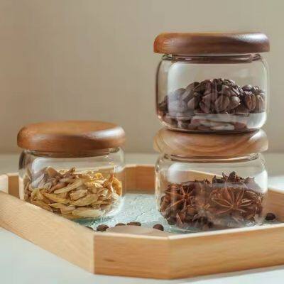 Top Grade high borosilicate glass storage jar with bamboo lid