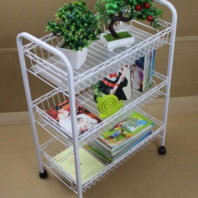 Простая мебель: многофункциональный многоярусный подвижный стеллаж с волновой отделкой, 3 яруса