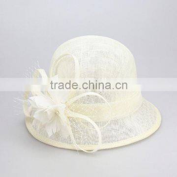 Round Top White Sinamay Church Hats