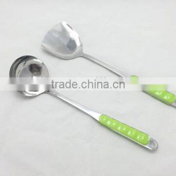 2pieces Stainless Steel cooking utensil set with colorful plastic handle - Ladle & Turner