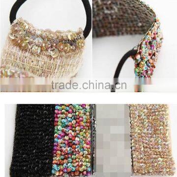Colorful Handmade Beaded Elastic Hair Band National Crystal Hair Band photo-3