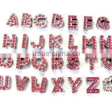 DIY 10 mm dark pink Rhinestone Slide Letters for 10 MM strap .color stone letter