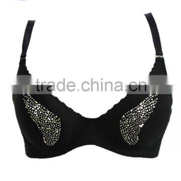 black sequin decorated ladies bra,women sexy seamless mature bra