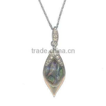 Fashion Jewelry 100% Natural Abalone shell Teardrop Pendant Necklaces LOVELY DESIGNER ABALONE SHELL GEMSTONE