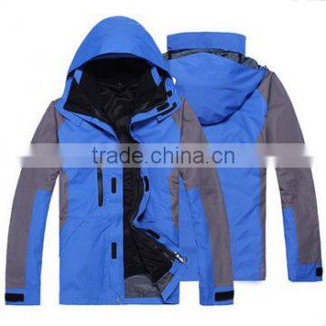 Outdoor waterproof3-in -1 jacket breathable polyester fabric rain coat