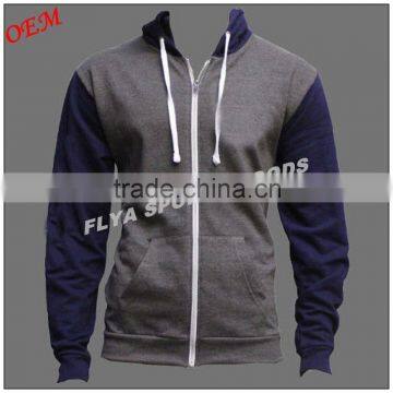 2016 men wholesale customized high quality fitness Zip Up Hoodie stringer gym mens hoodies
