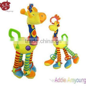 Surprising Christmas 2014 Teether Toy with Music, Silicone Plush Spotted Deer, Baby Giraffe Teether for Kids