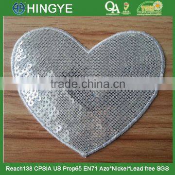 Heart Shape Emboridery Sequin Patched with Mesh covered --- S1423