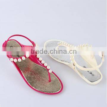 Wholesale Women Fancy Latest Sandals Colorful Flipflop Jelly Sandals Pearl Sandals