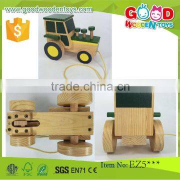 OEM/ODM Newest Design Mini John Deere's Car Wooden Pulling Toy for Sale
