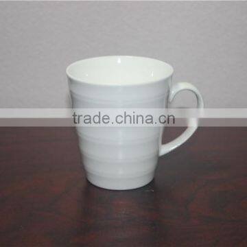 V-shape bulk shining white ceramic coffee mugs for logo