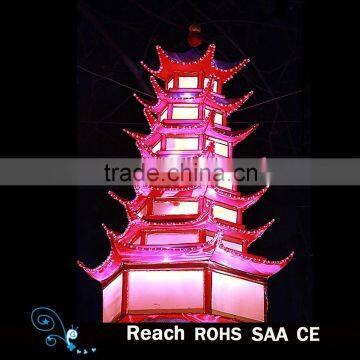 Well design Chinese style fabric pagoda lantern for outdoor decoration ,lantern show