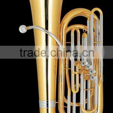 Tuba 3 Frontal With Cupronickel Tuning Pipe and Gold Lacquer Finish