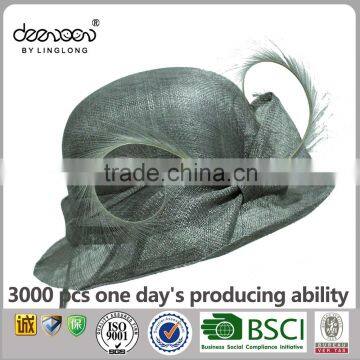 Lady Sinamay Hat With Feather Wholesale Women Church Hat