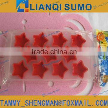 FDA Food Grade TPR+PP Ice Cubes Tray , ice cubes mould , double color star-shaped